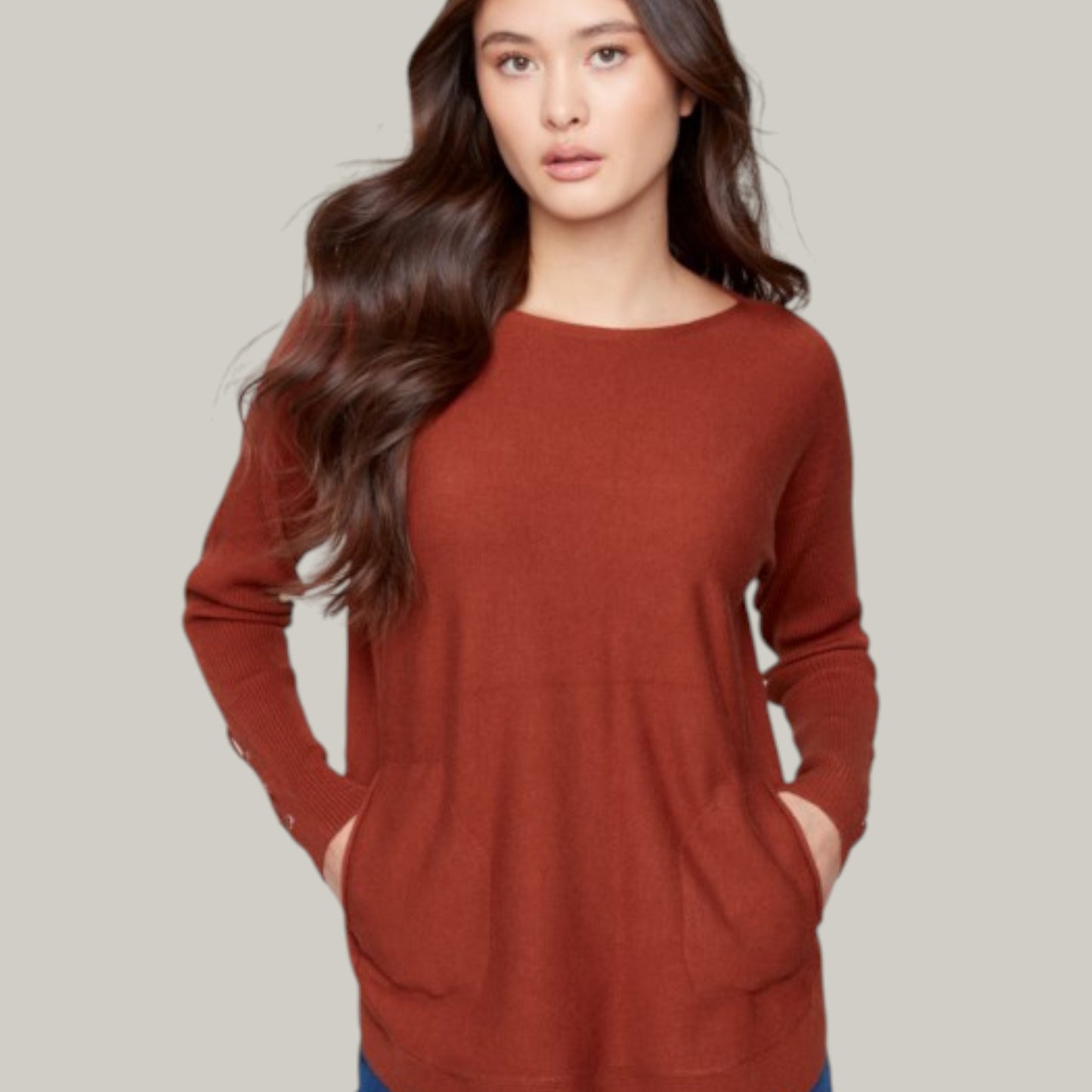 Charlie B - Knit Sweater With Lace-Up Cuffs