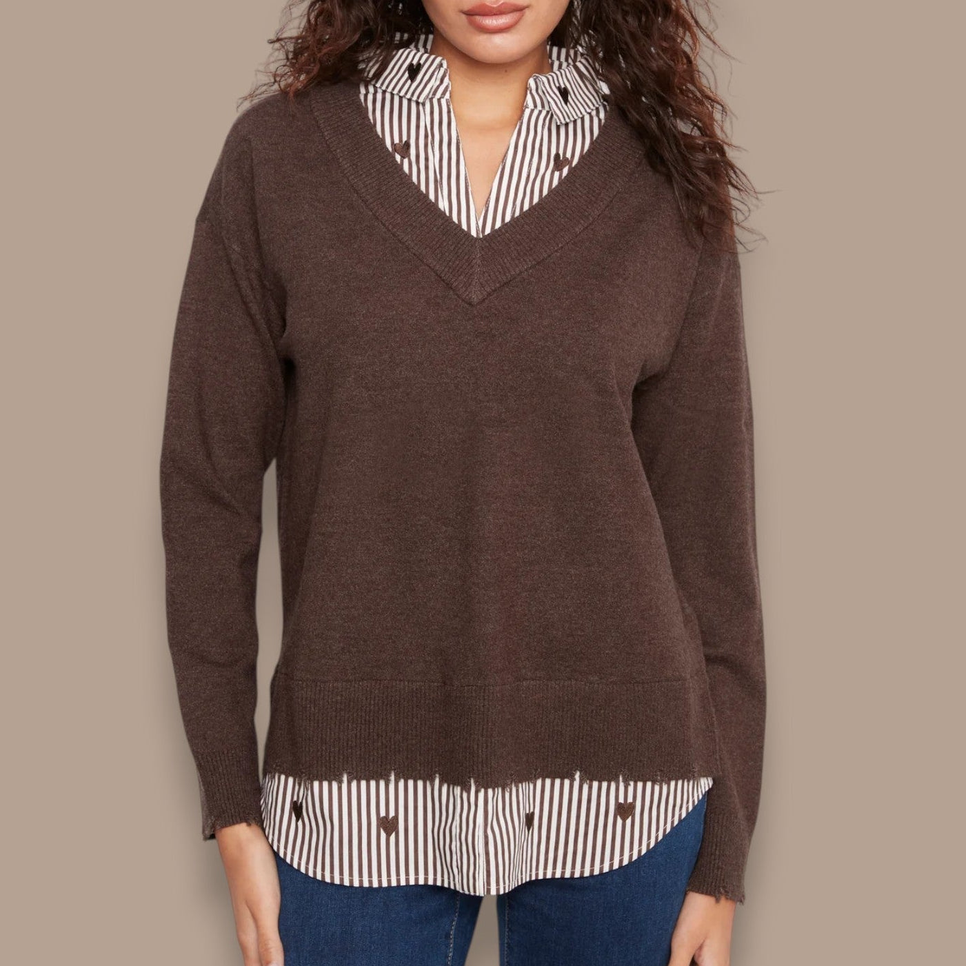 Charlie B - V-Neck Fooler Sweater