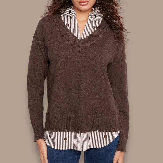 Charlie B - V-Neck Fooler Sweater