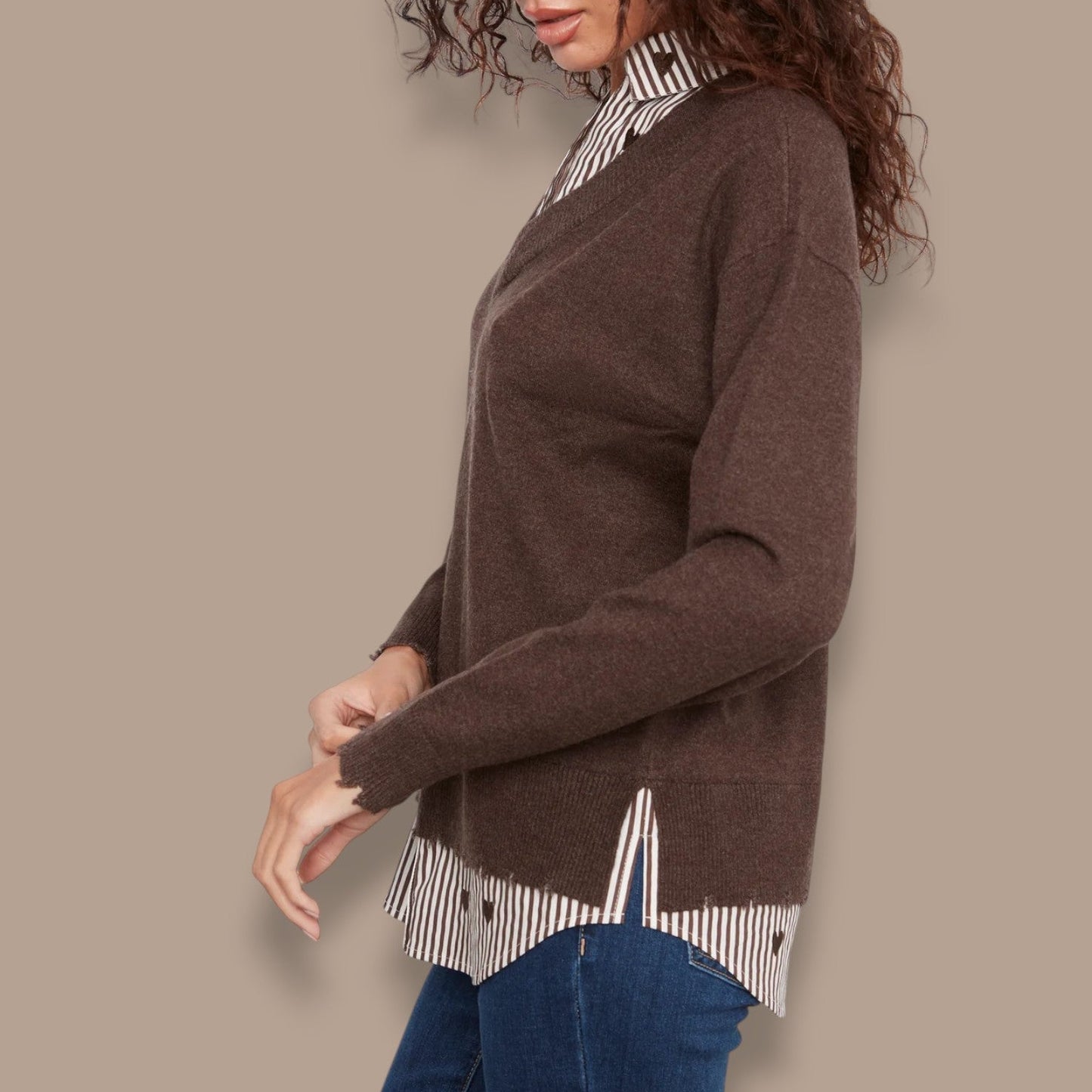 Charlie B - V-Neck Fooler Sweater