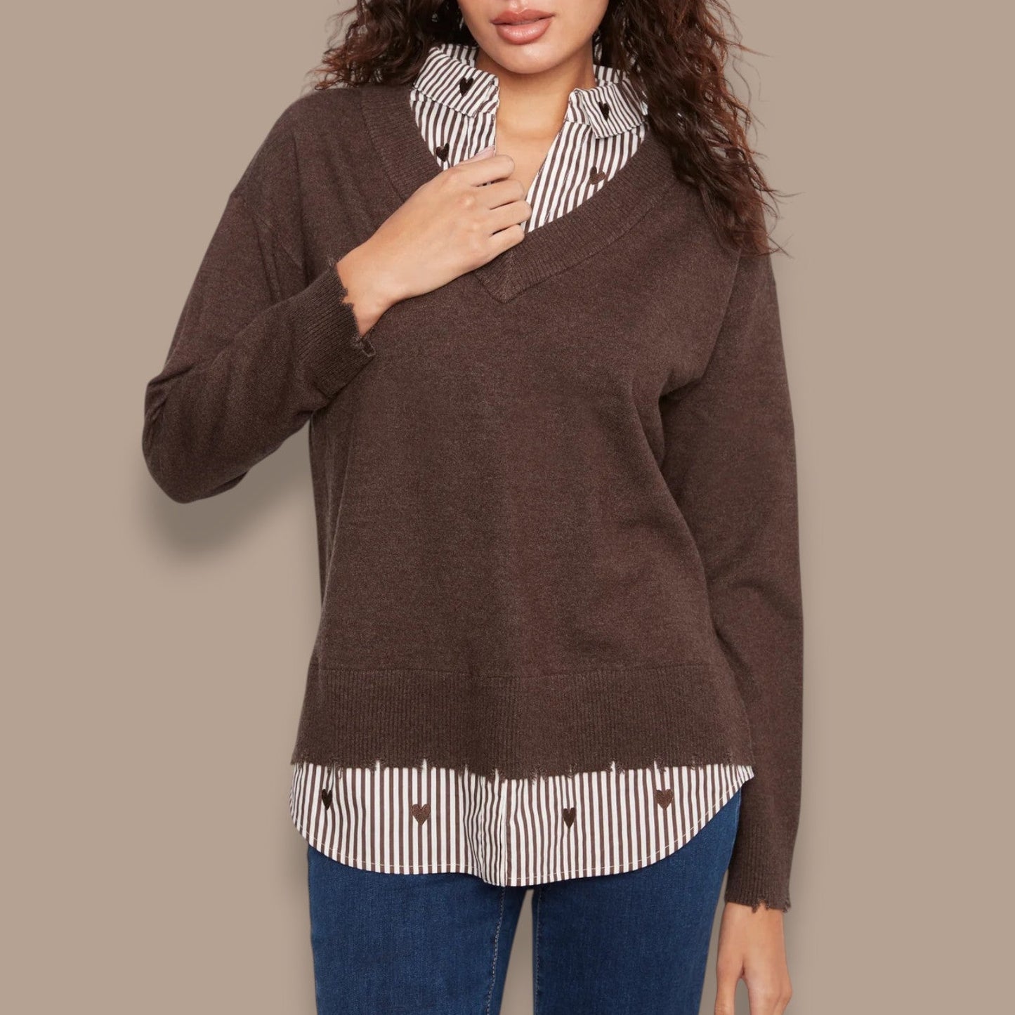Charlie B - V-Neck Fooler Sweater