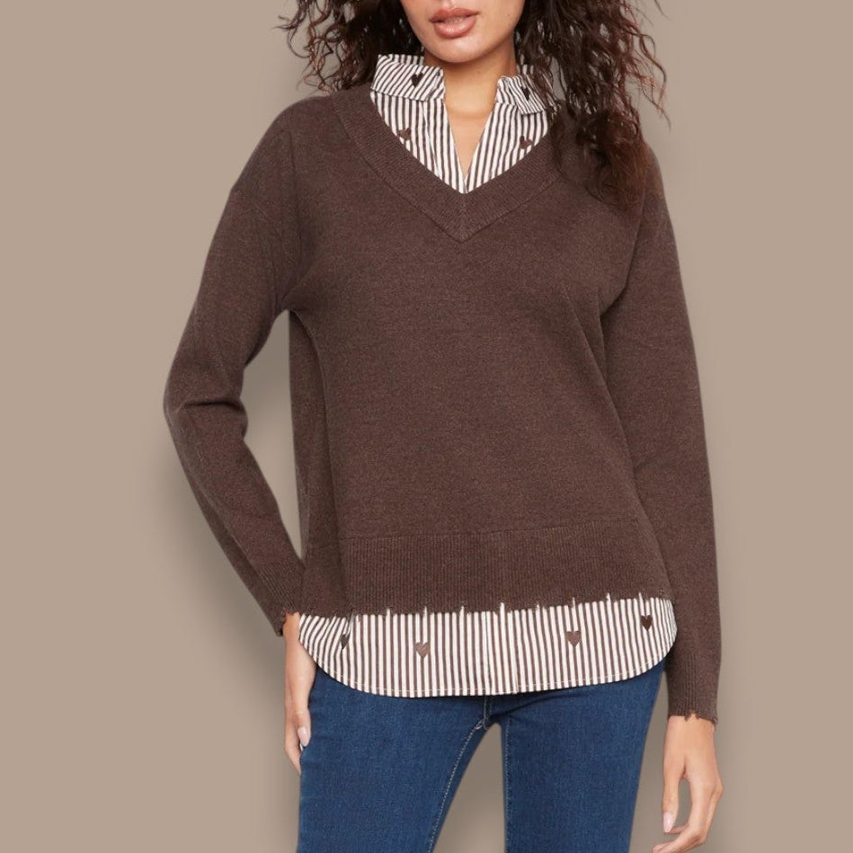 Charlie B - V-Neck Fooler Sweater