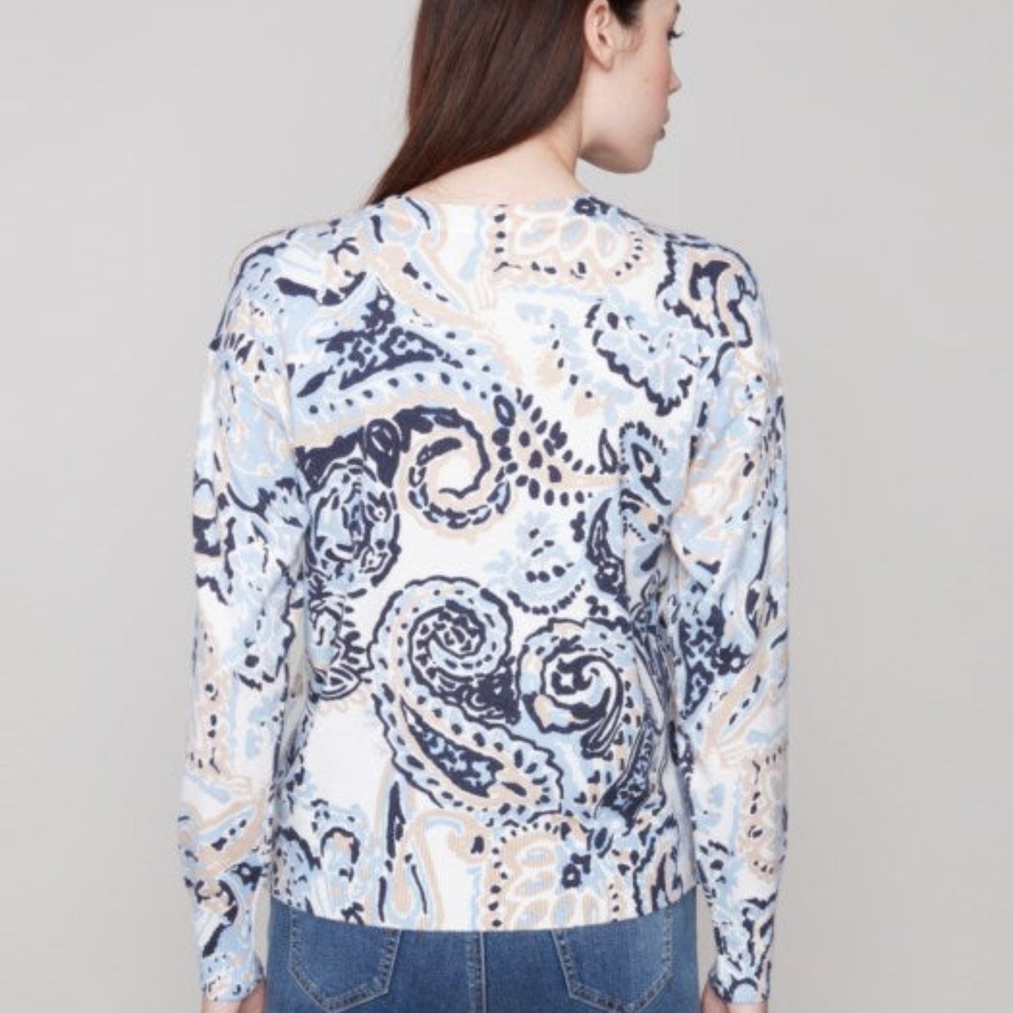 Charlie B - Printed Sweater With Side Buttons