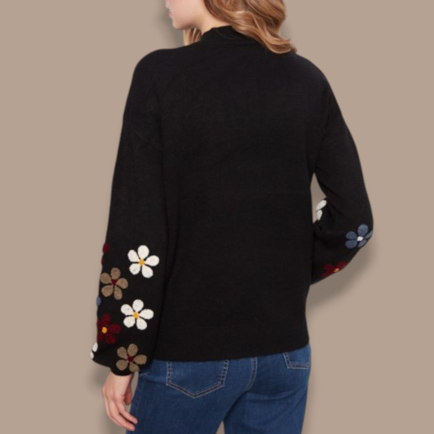 Charlie B - Floral Sleeve Knit Sweater