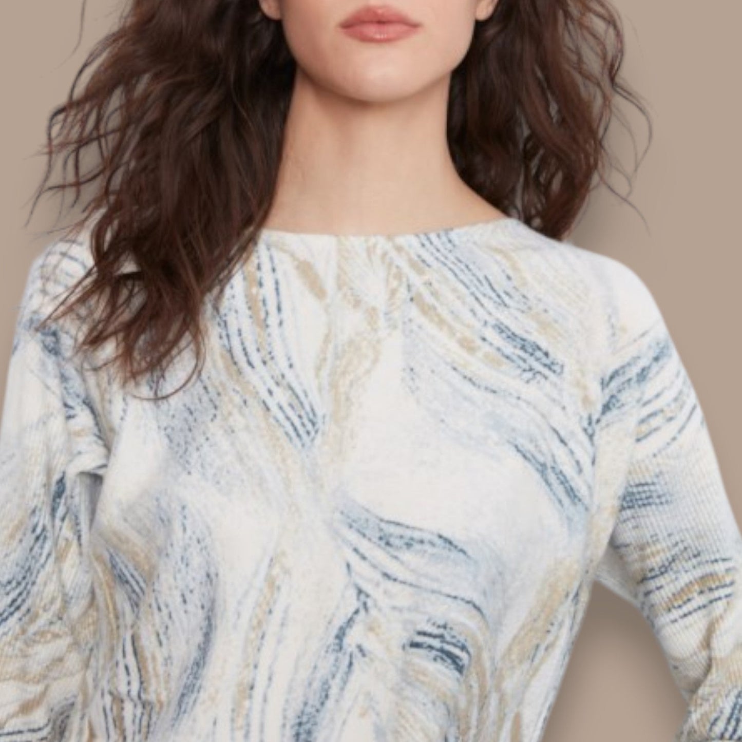 Charlie B - Abstract Print Lightweight Knit Sweater