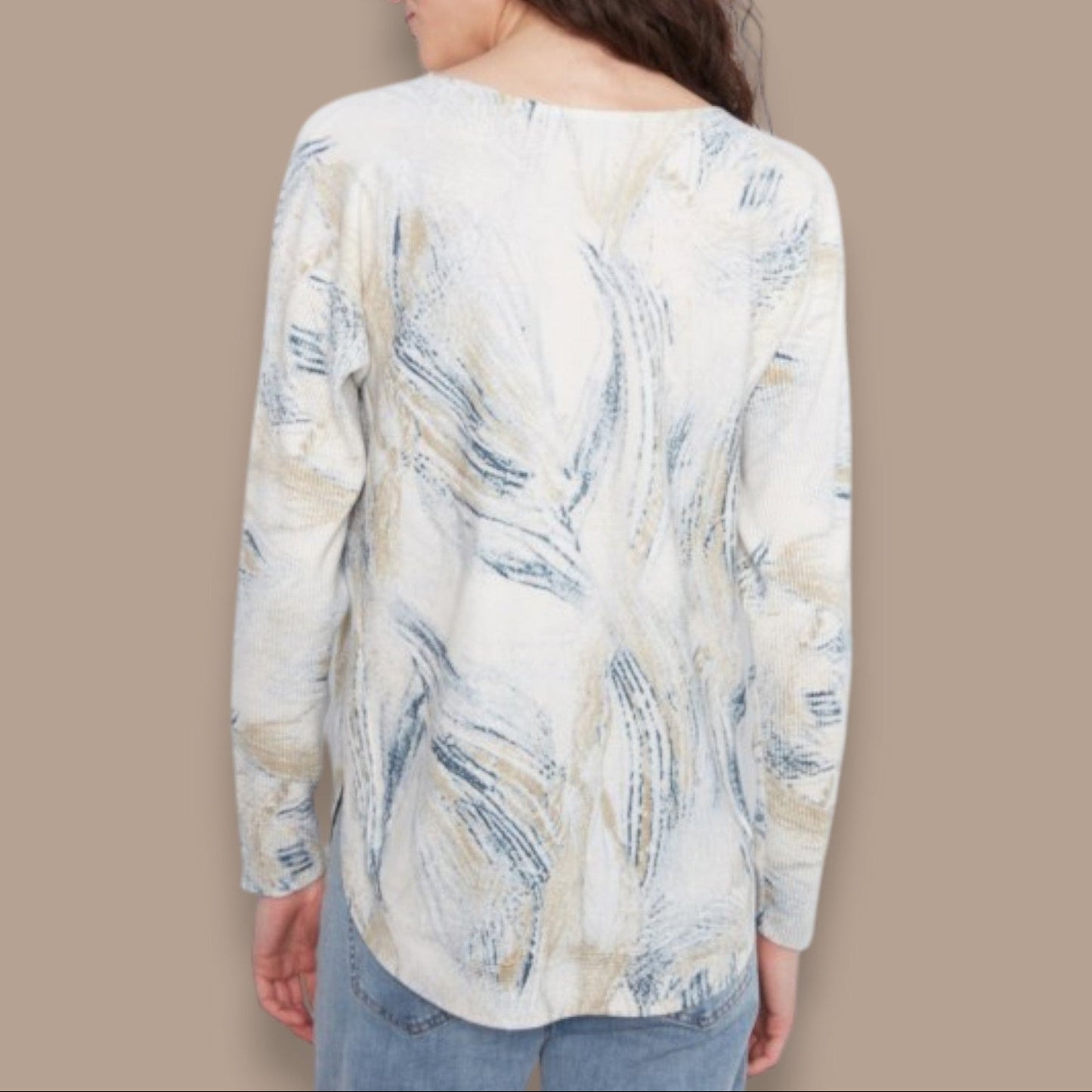 Charlie B - Abstract Print Lightweight Knit Sweater