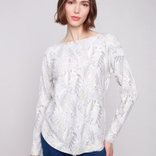 Charlie B - Printed Rounded Hem Sweater