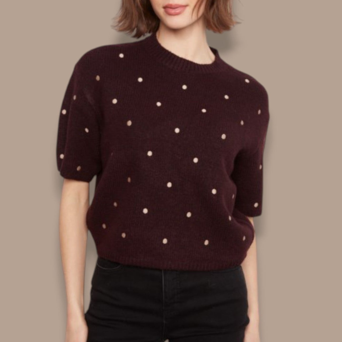 Charlie B - Short Sleeve Dot Detail Sweater