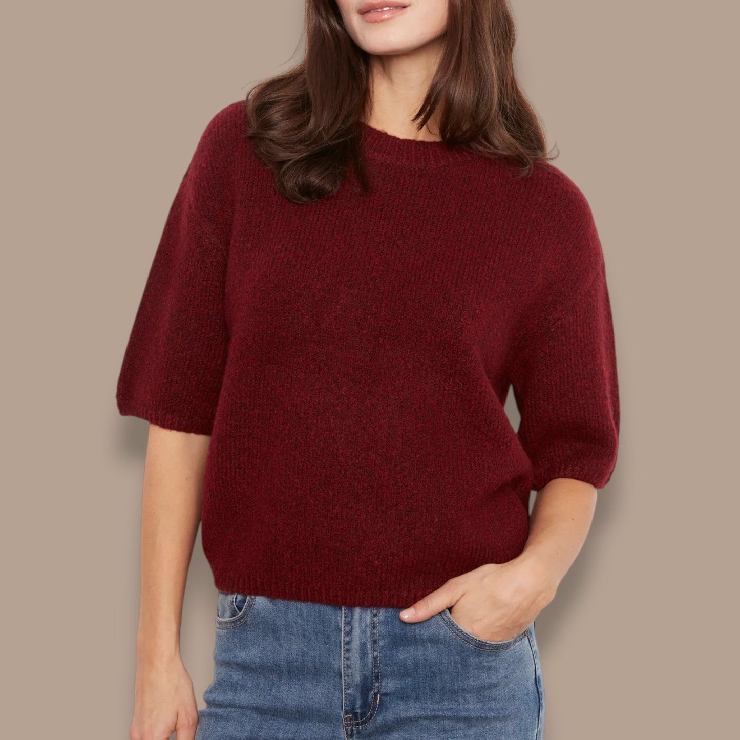 Charlie B - Elbow Sleeve Balloon Shape Sweater