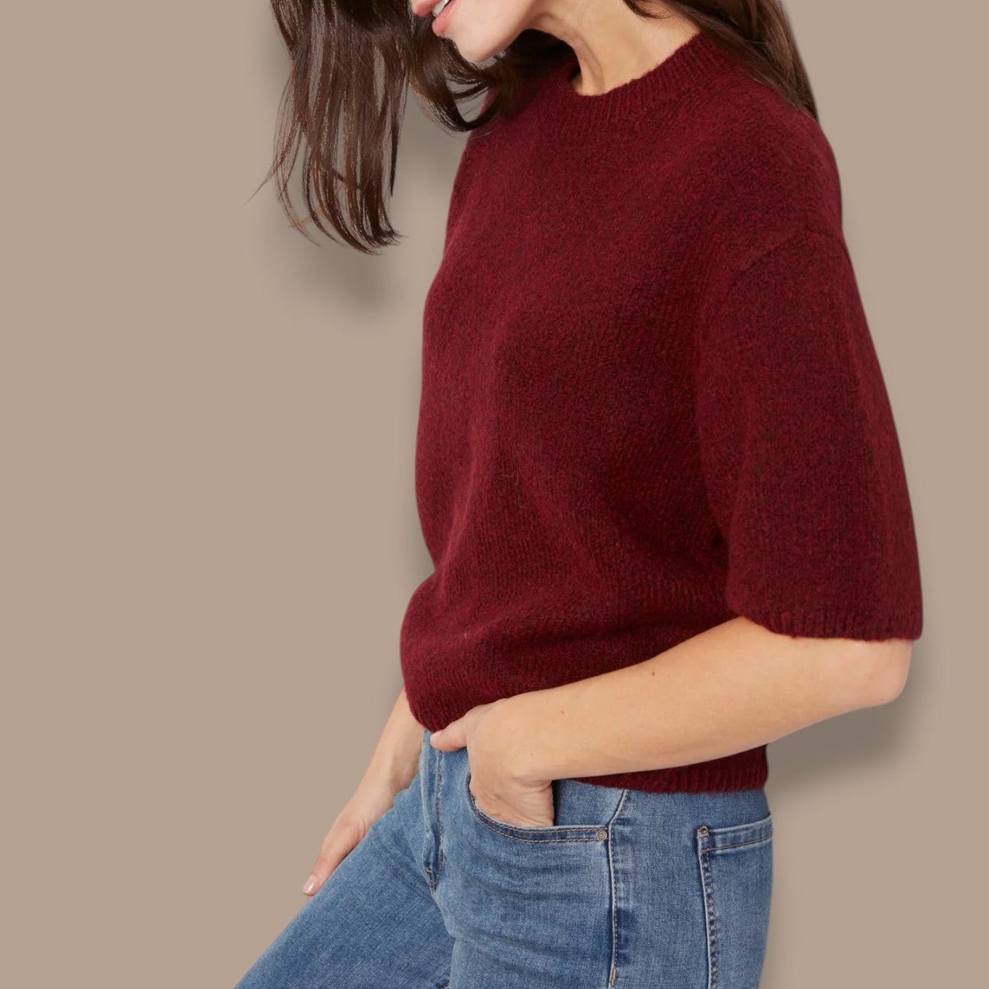 Charlie B - Elbow Sleeve Balloon Shape Sweater