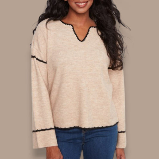 Charlie B - Botanical Embroidered Knit Sweater