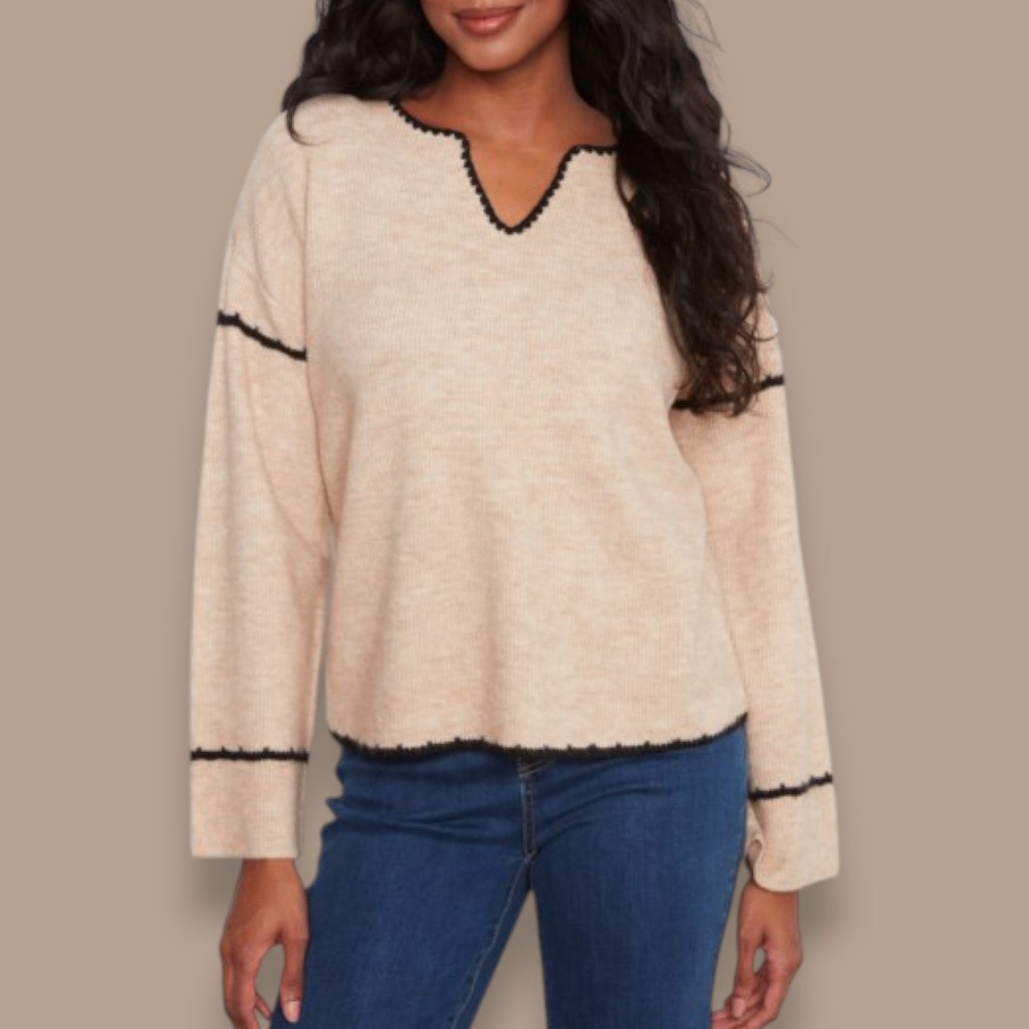 Charlie B - Botanical Embroidered Knit Sweater