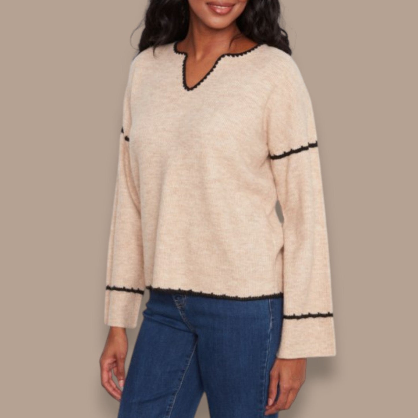 Charlie B - Botanical Embroidered Knit Sweater
