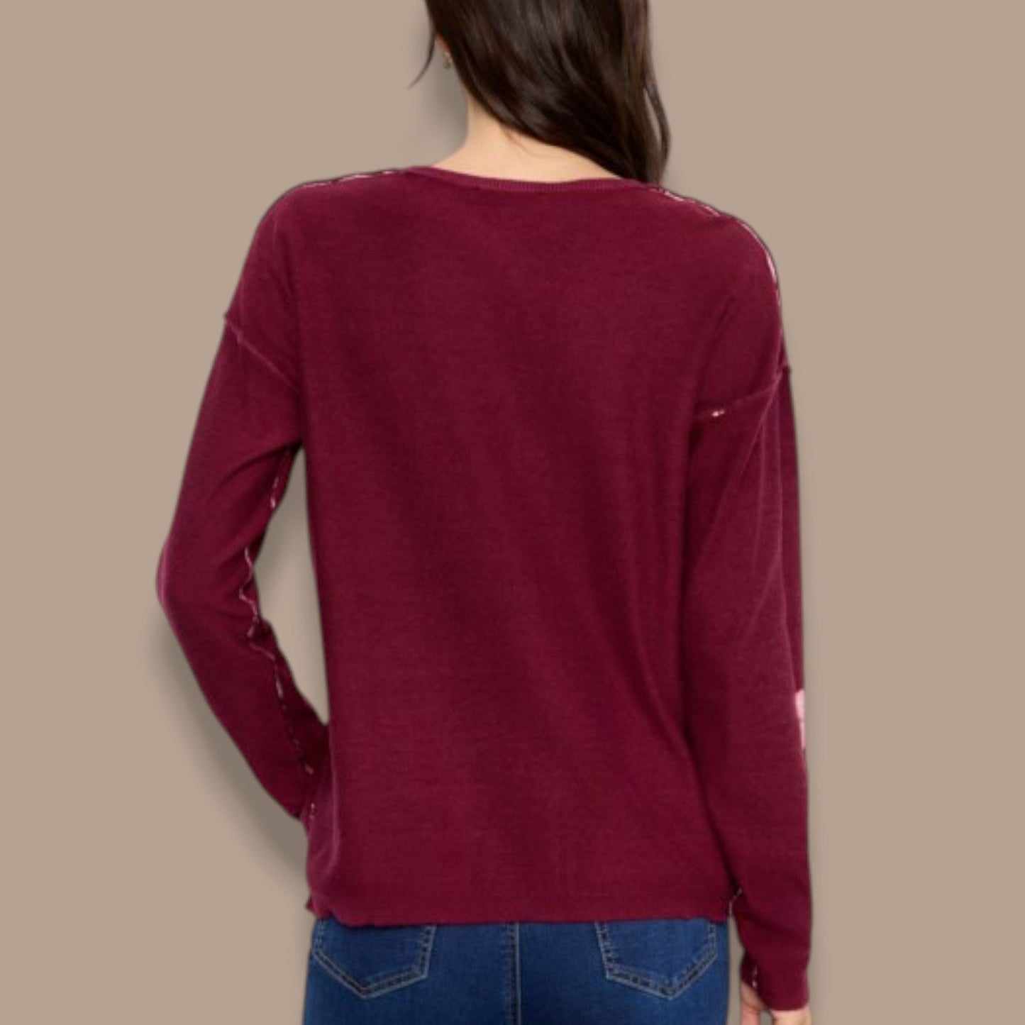 Charlie B - Reversible Botanical V-Neck Sweater