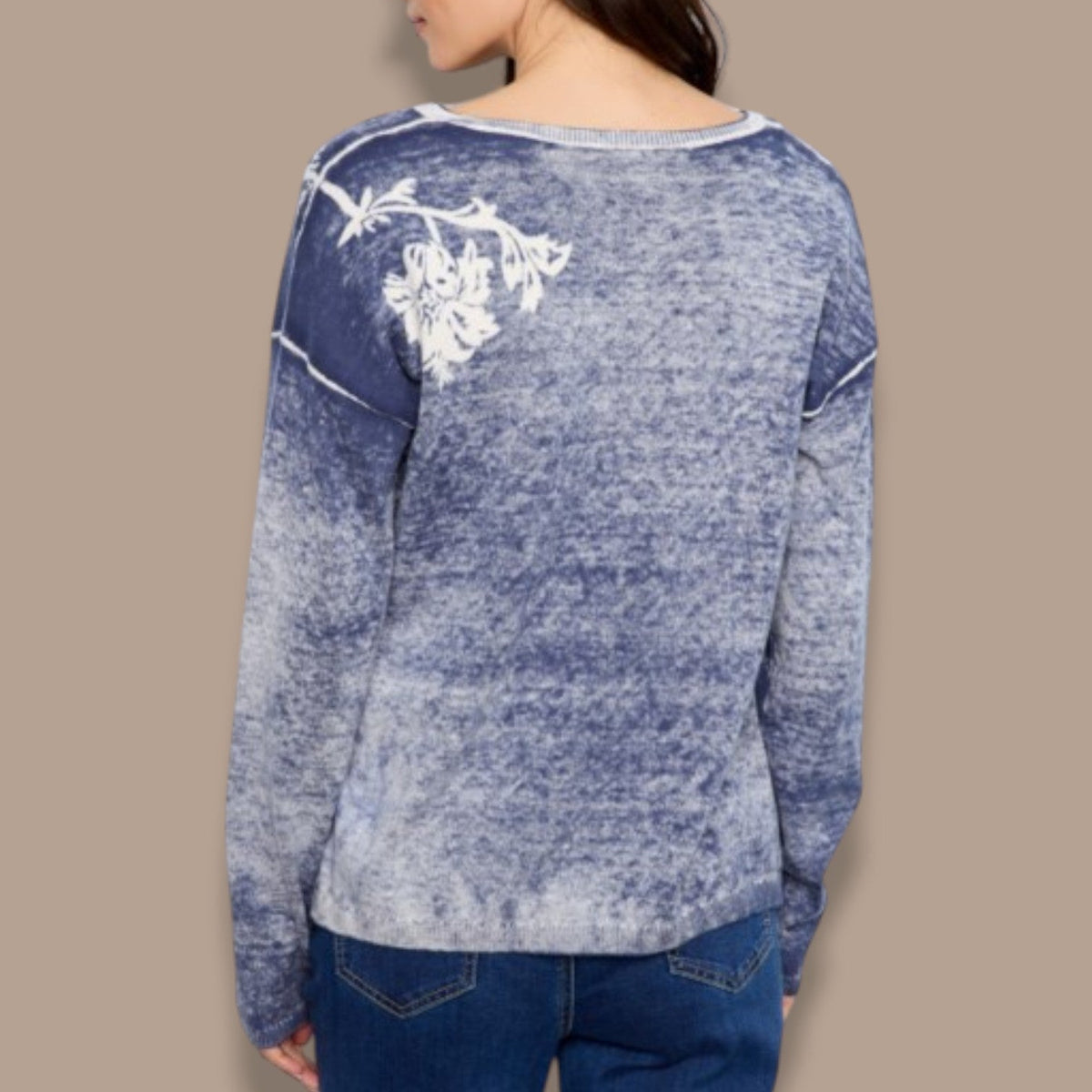 Charlie B - Reversible Floral V-Neck Sweater