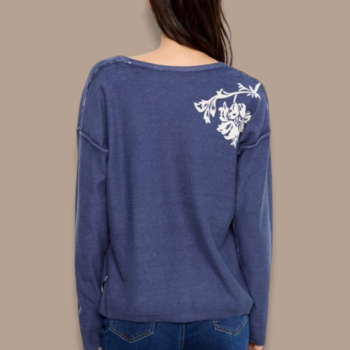 Charlie B - Reversible Floral V-Neck Sweater