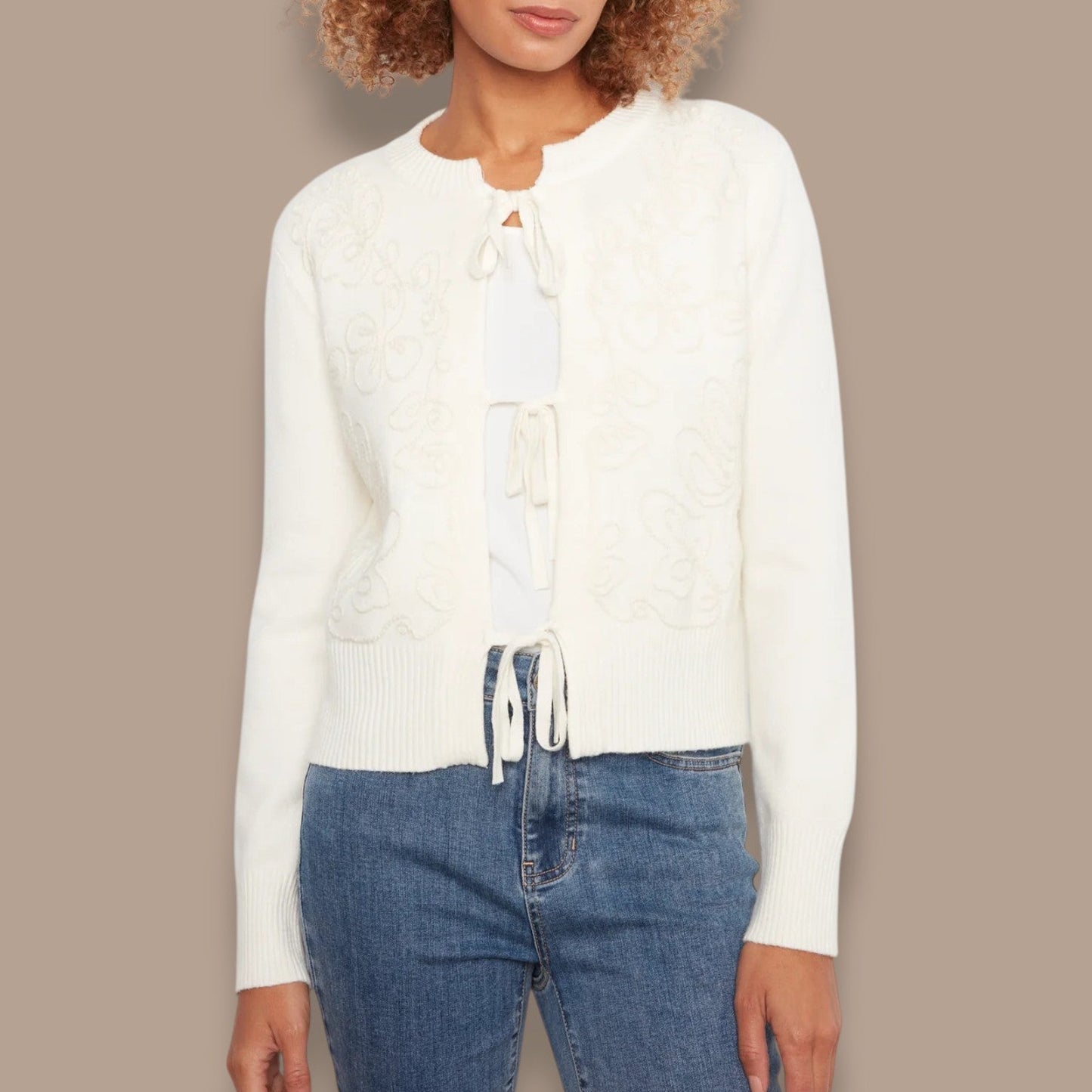 Charlie B - Floral Tie-Front Cardigan