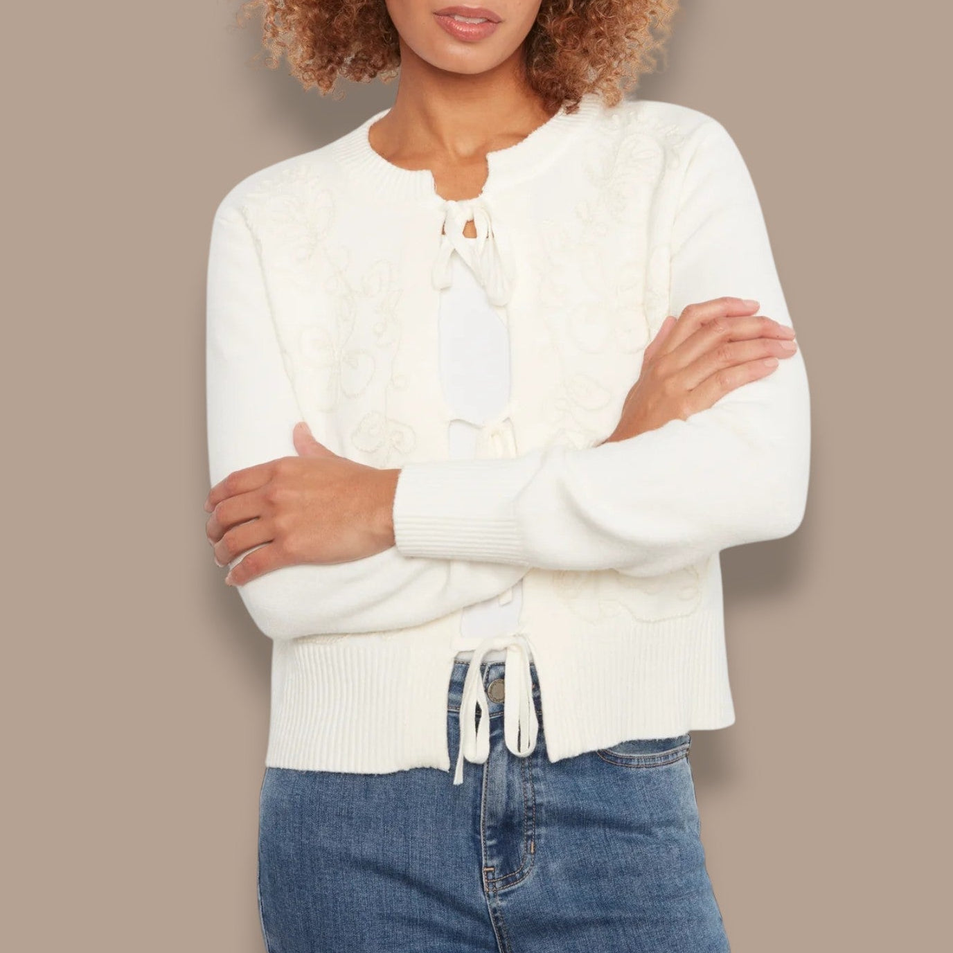 Charlie B - Floral Tie-Front Cardigan