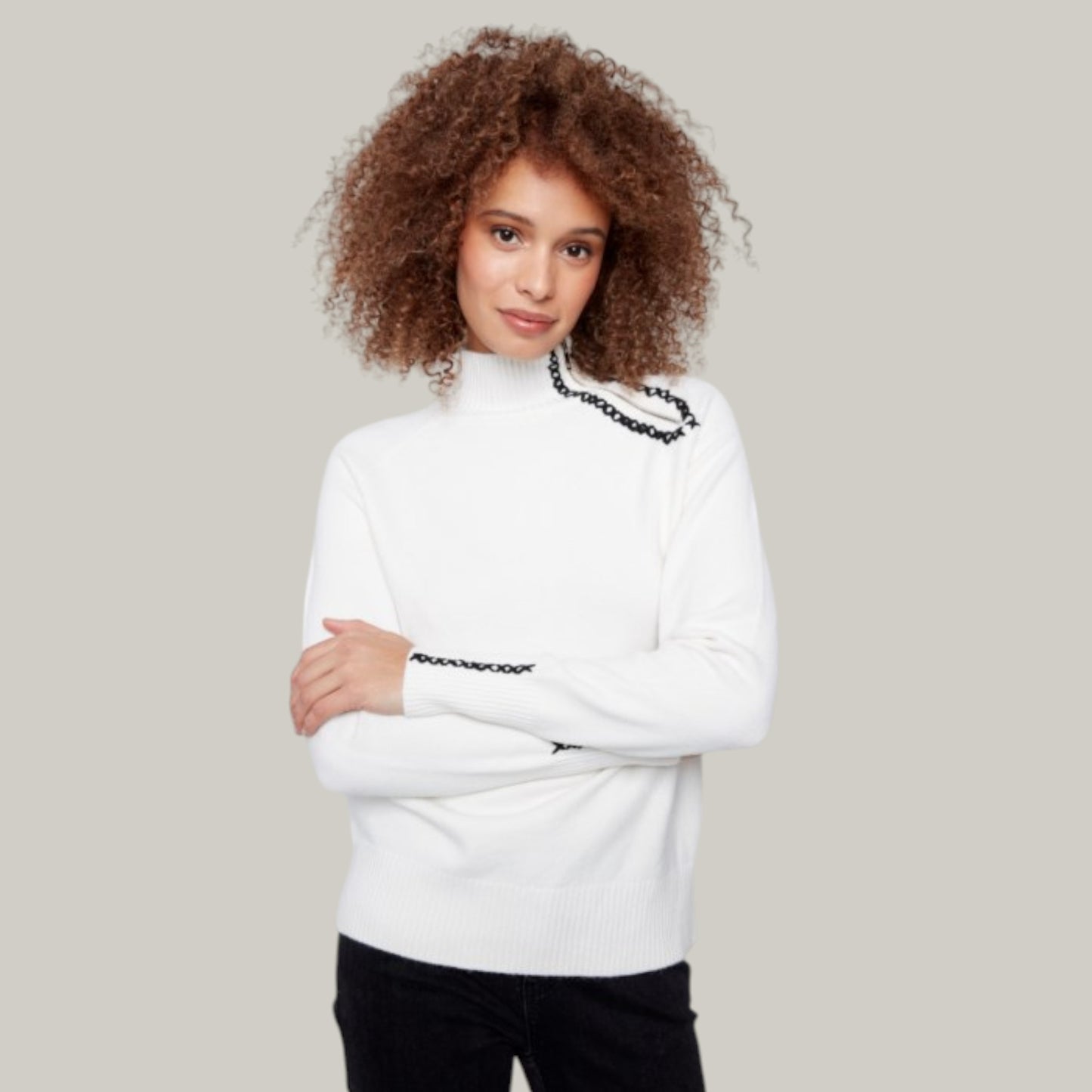 Charlie B - Plush Sweater With Heart Stitch and Zipper Detail