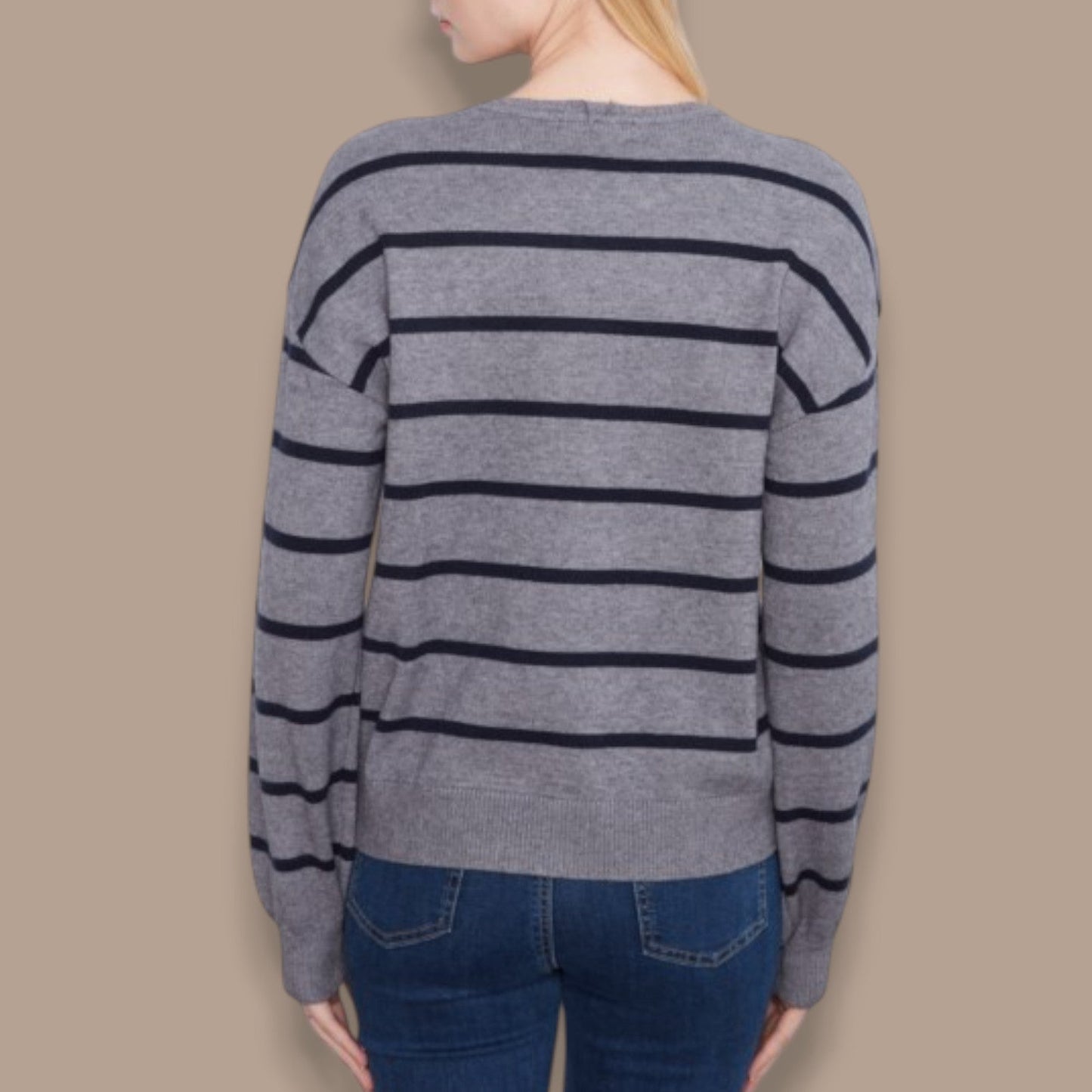 Charlie B - Striped Knit Sweater With Heart Detail