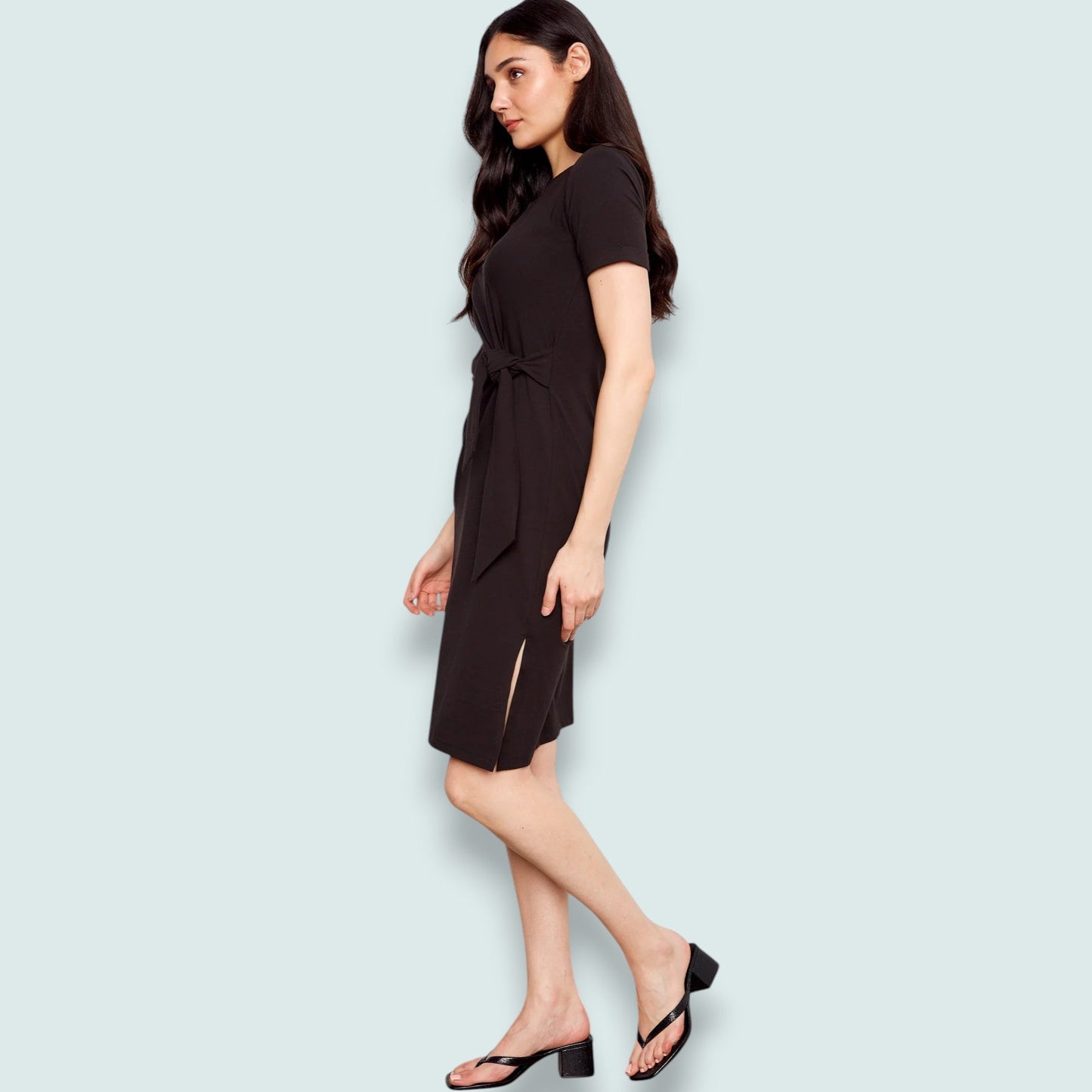 Charlie B - Short Sleeve Dress With Tie Belt