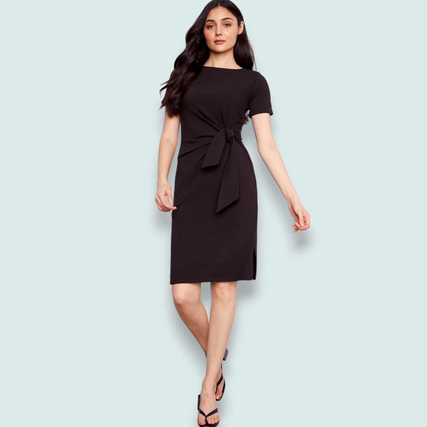 Charlie B - Short Sleeve Dress With Tie Belt