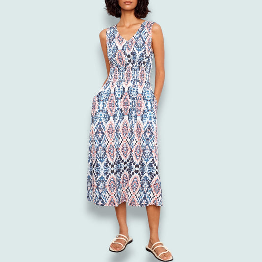 Charlie B - Printed Dress with Smocked Waist
