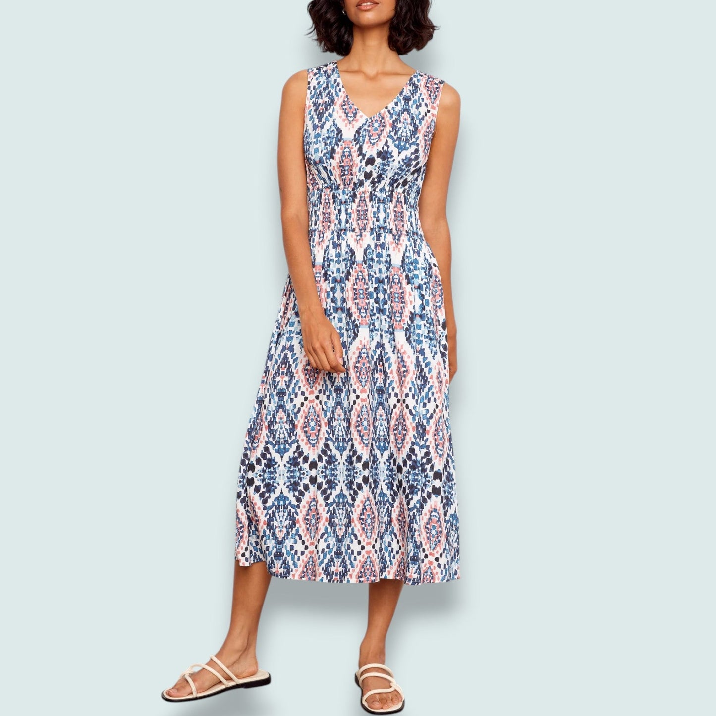 Charlie B - Printed Dress with Smocked Waist