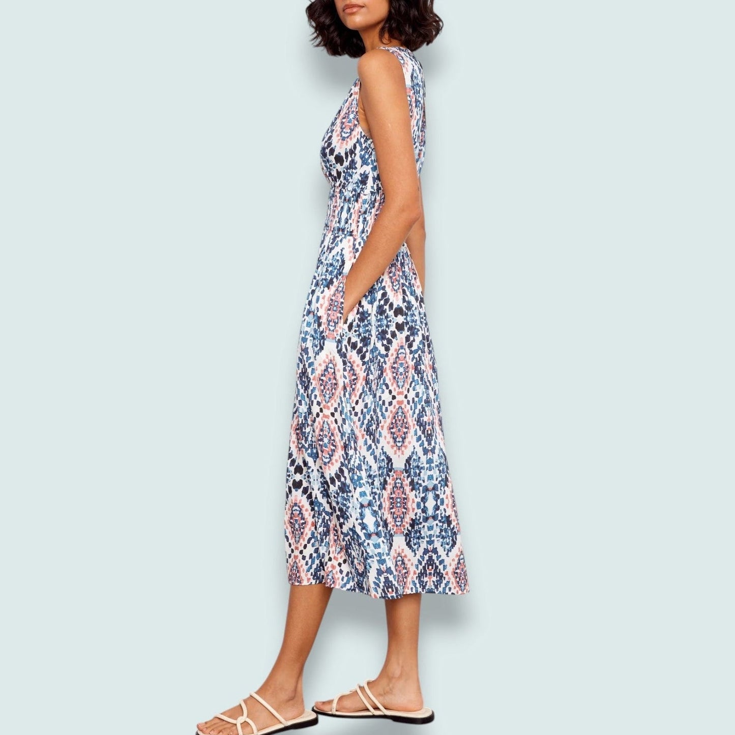 Charlie B - Printed Dress with Smocked Waist