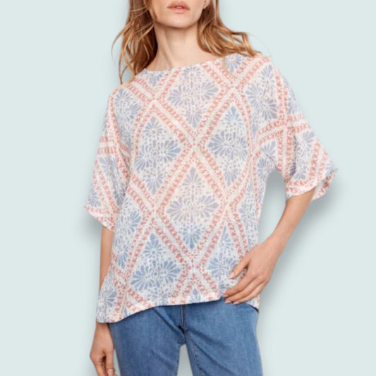 Charlie B - Printed Dolman Cotton Blouse