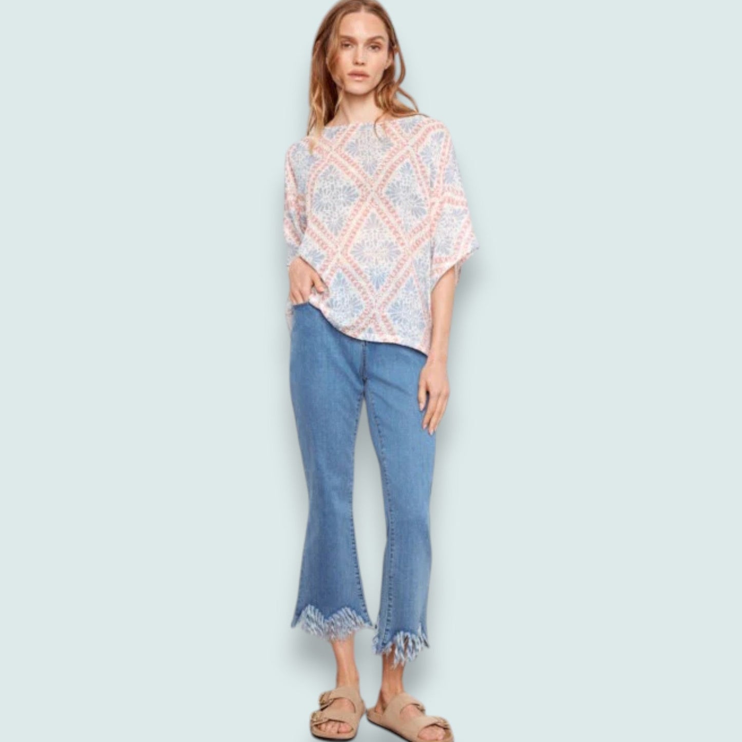 Charlie B - Printed Dolman Cotton Blouse