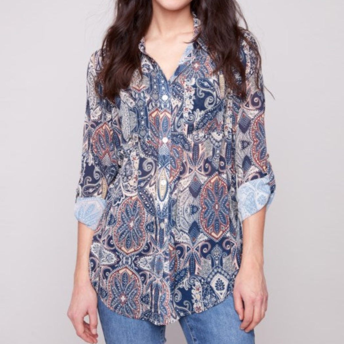 Charlie B - Printed Button-Up Blouse