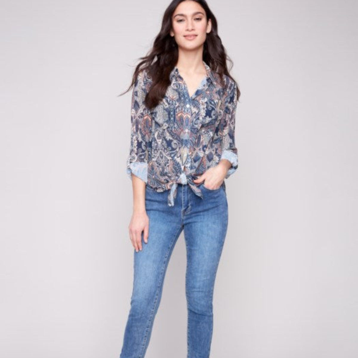 Charlie B - Printed Button-Up Blouse