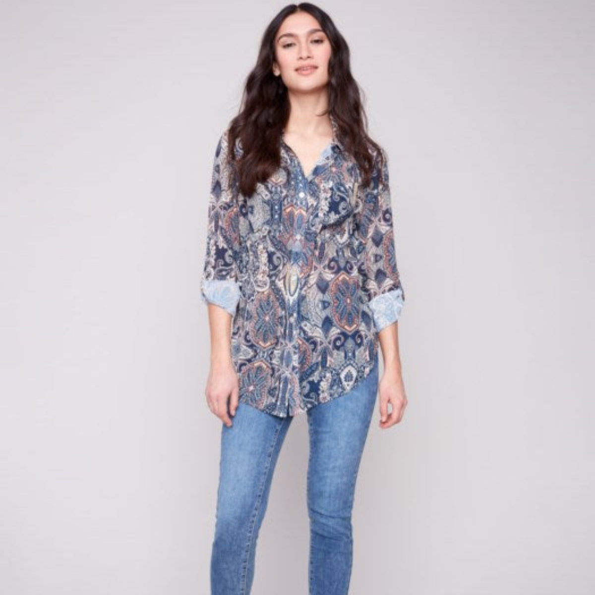 Charlie B - Printed Button-Up Blouse