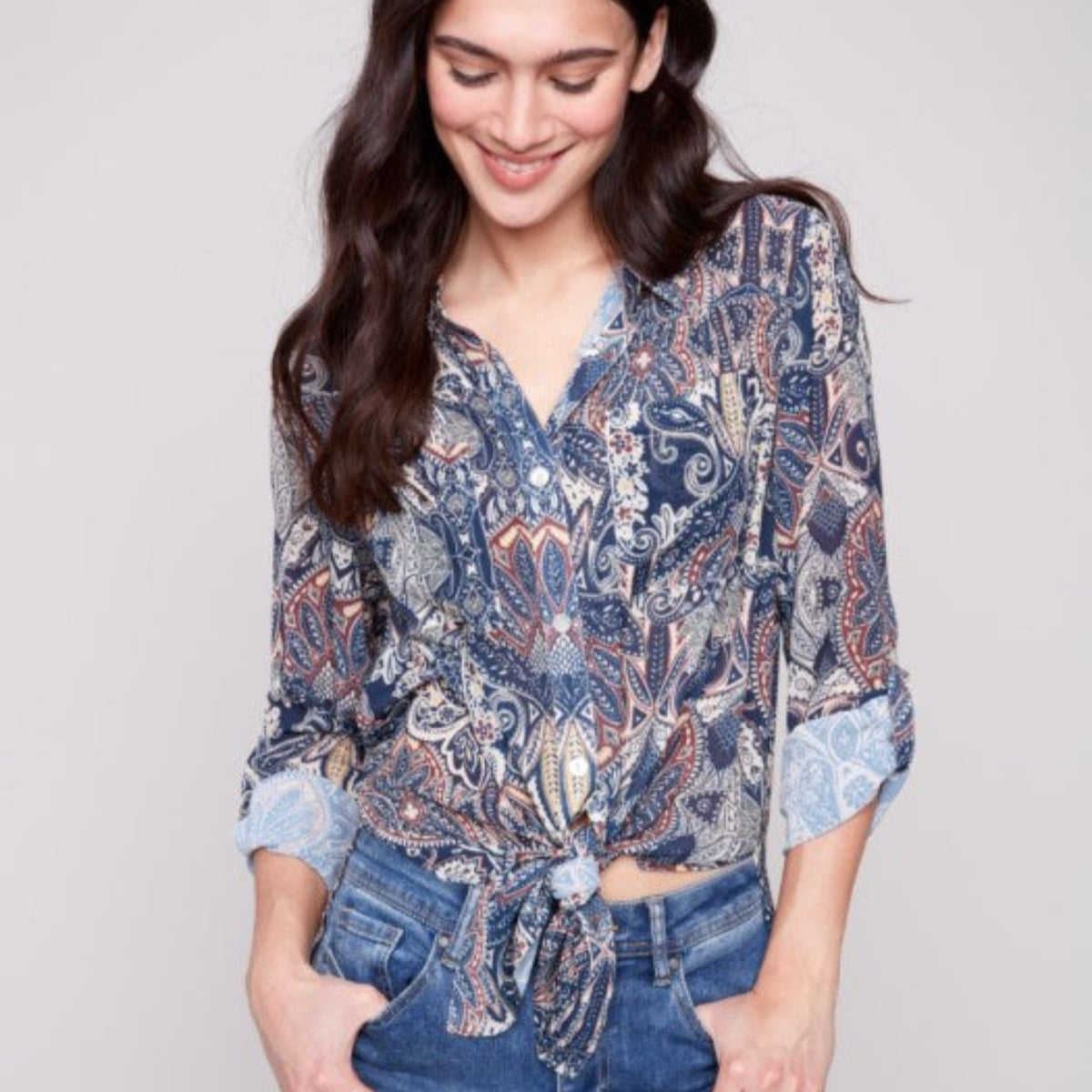 Charlie B - Printed Button-Up Blouse