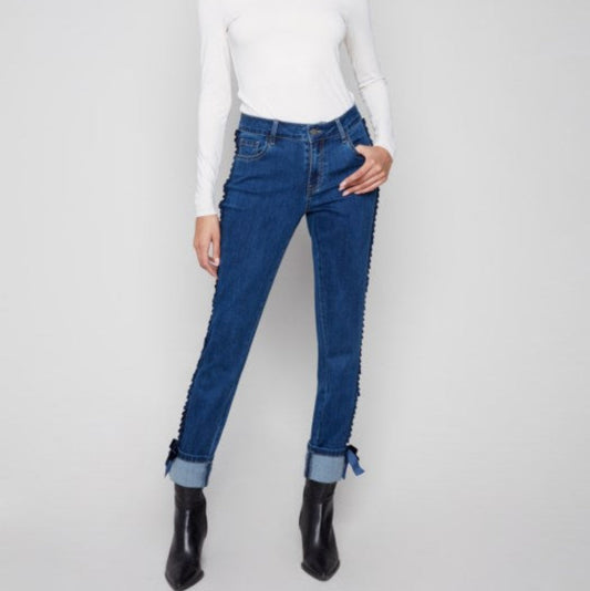 Charlie B - Slim Leg Jeans With Velvet Bow