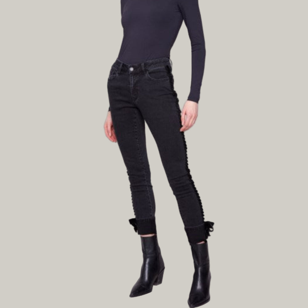 Charlie B - Slim Leg Jeans With Velvet Bow