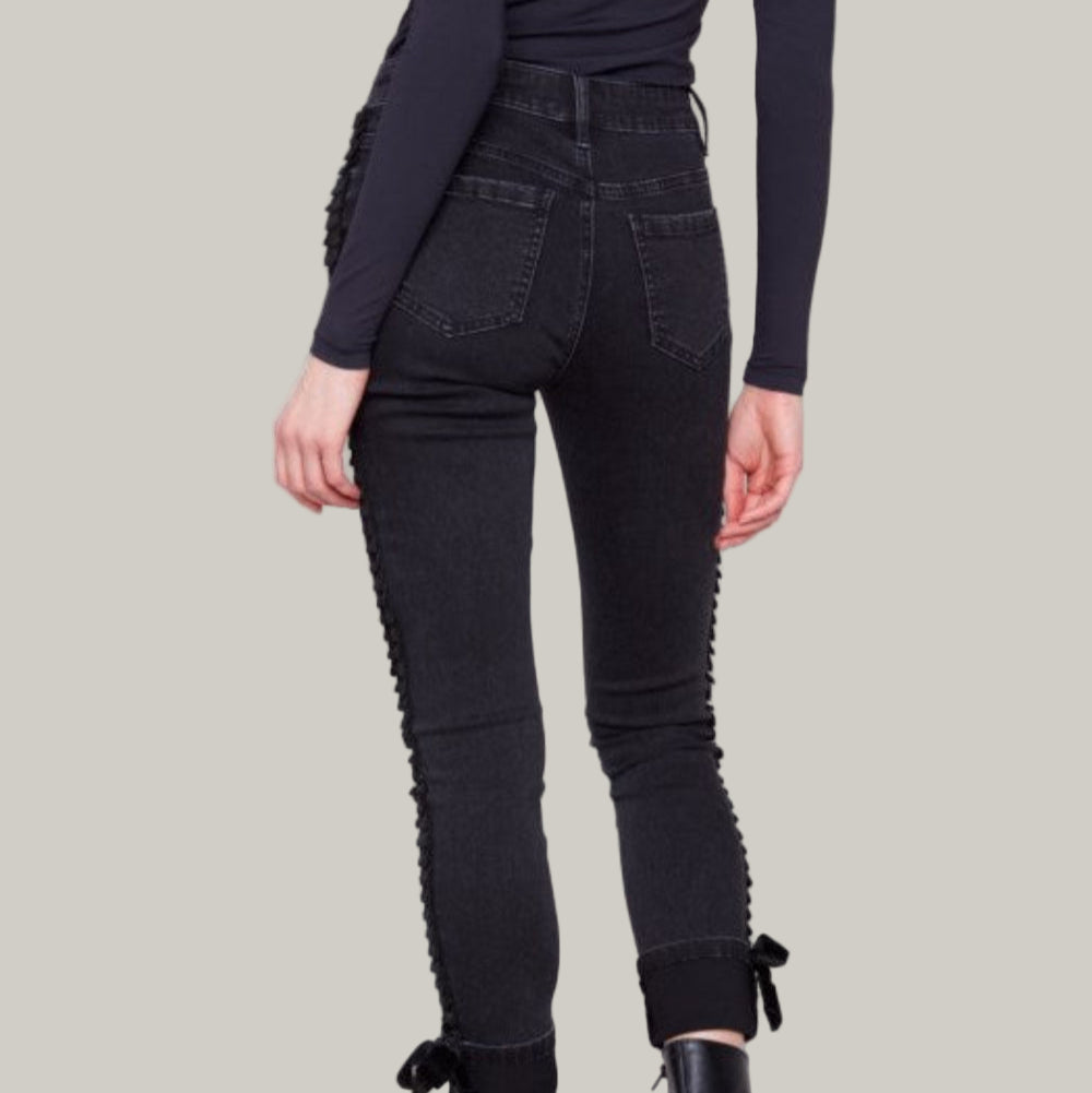Charlie B - Slim Leg Jeans With Velvet Bow