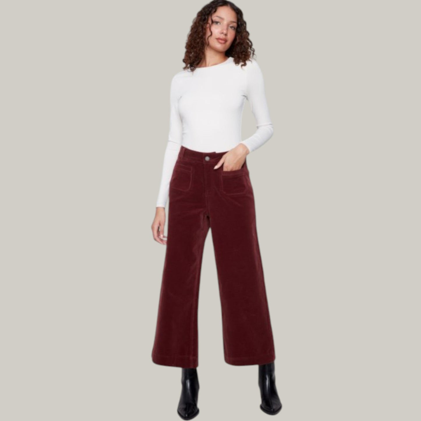 Charlie B - Cropped Flare Corduroy Pant