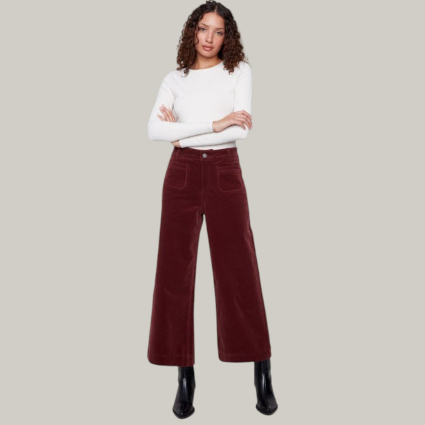 Charlie B - Cropped Flare Corduroy Pant