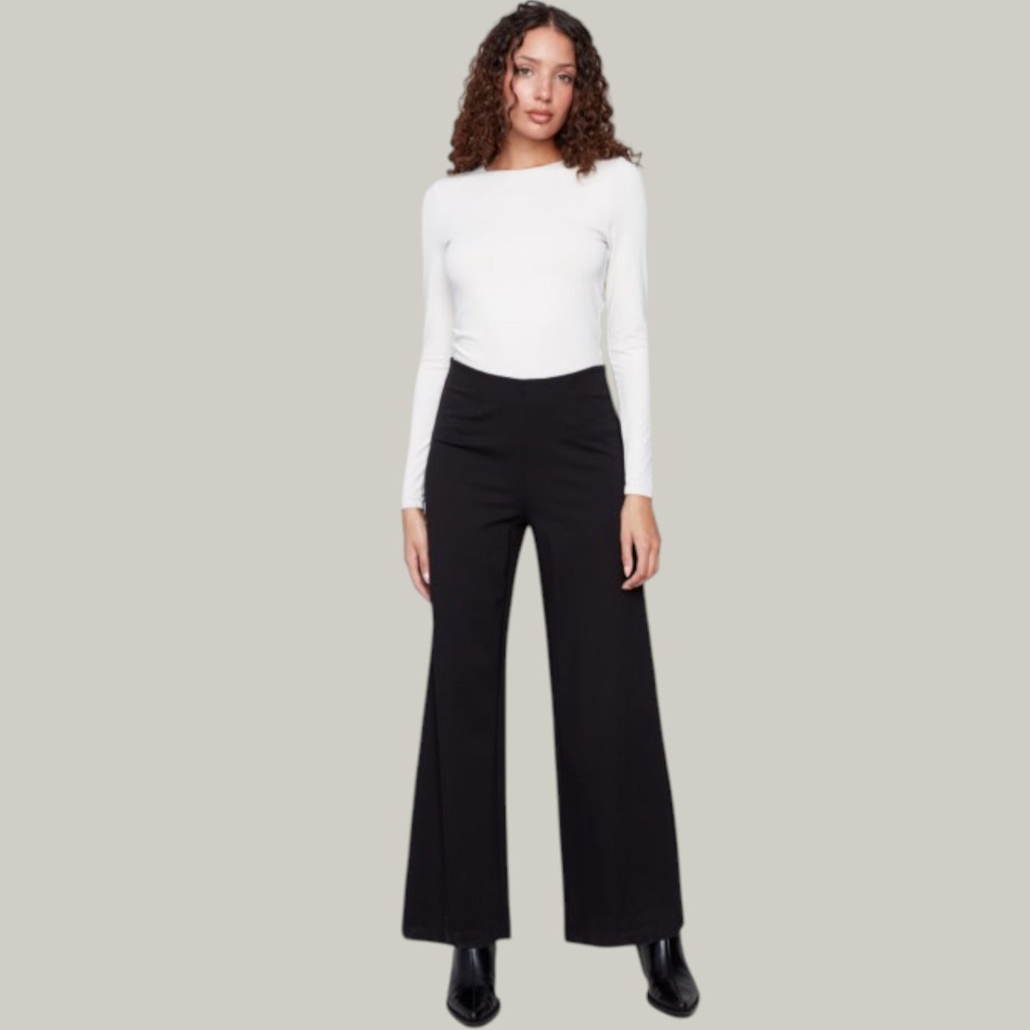 Charlie B - Pull-On Ponte Wide Leg Pants