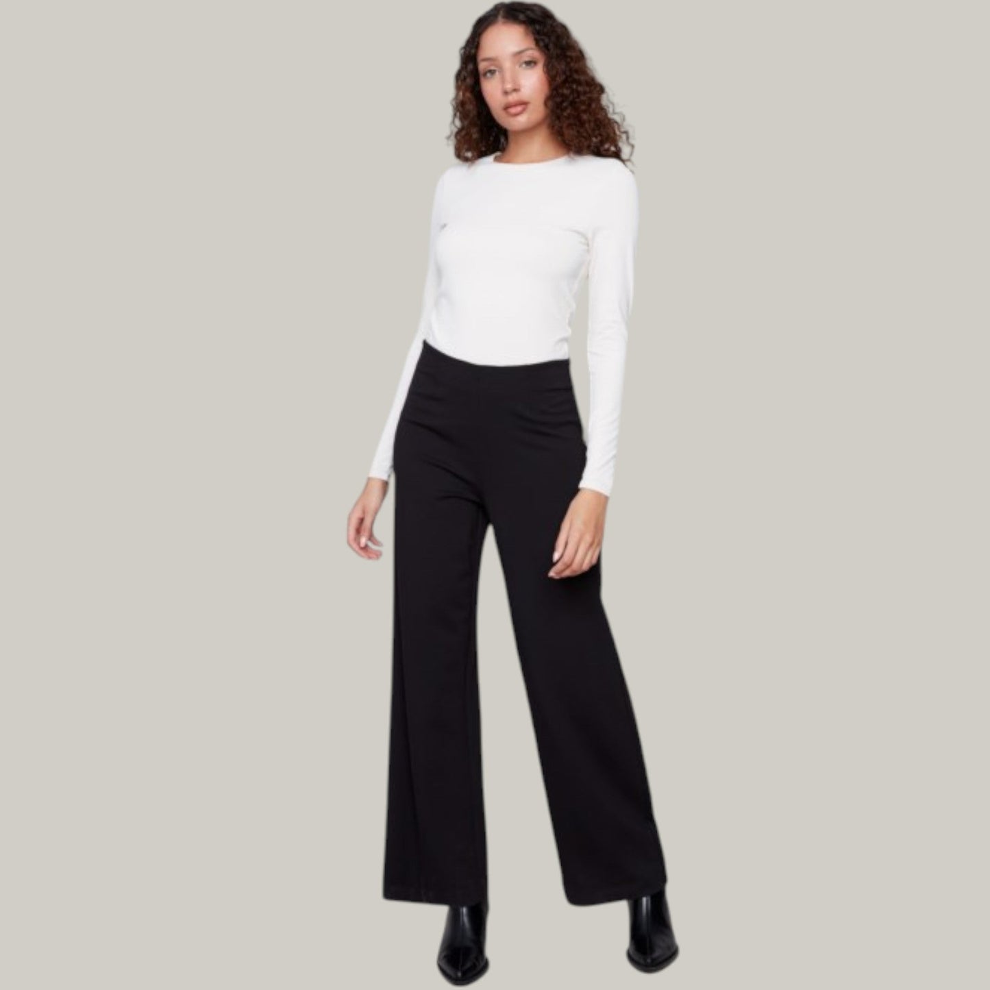 Charlie B - Pull-On Ponte Wide Leg Pants