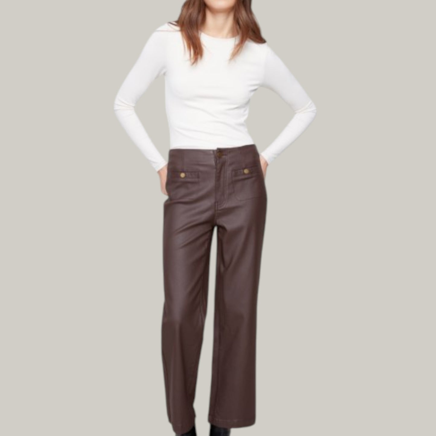 Charlie B - Flare Leg Pants With Front Welt Pockets