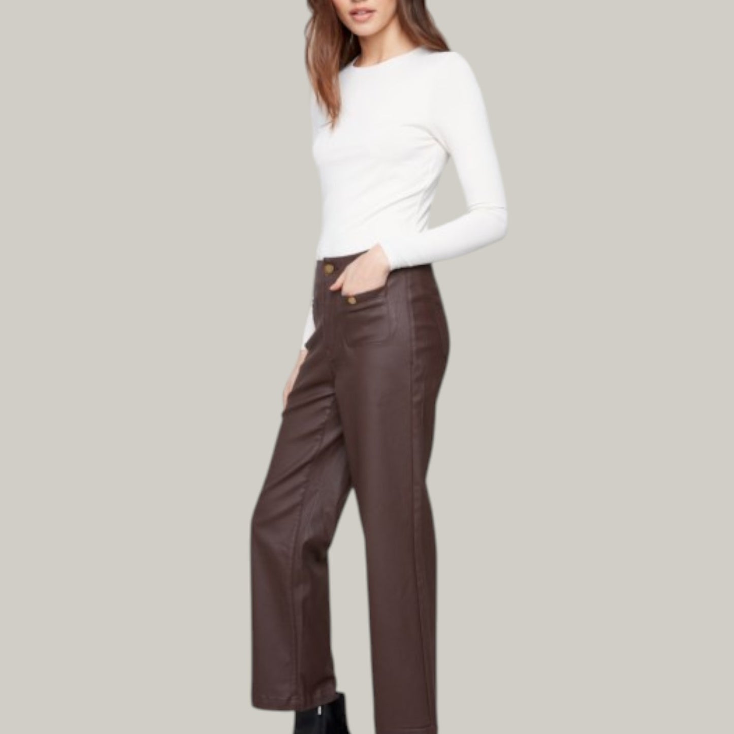 Charlie B - Flare Leg Pants With Front Welt Pockets