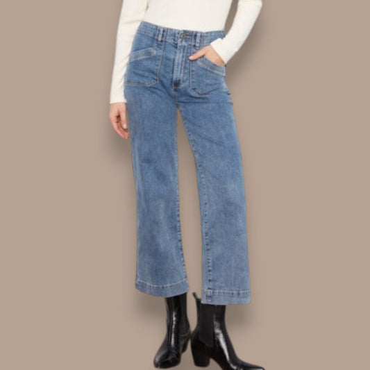 Charlie B - Cropped Wide Leg Denim Jeans