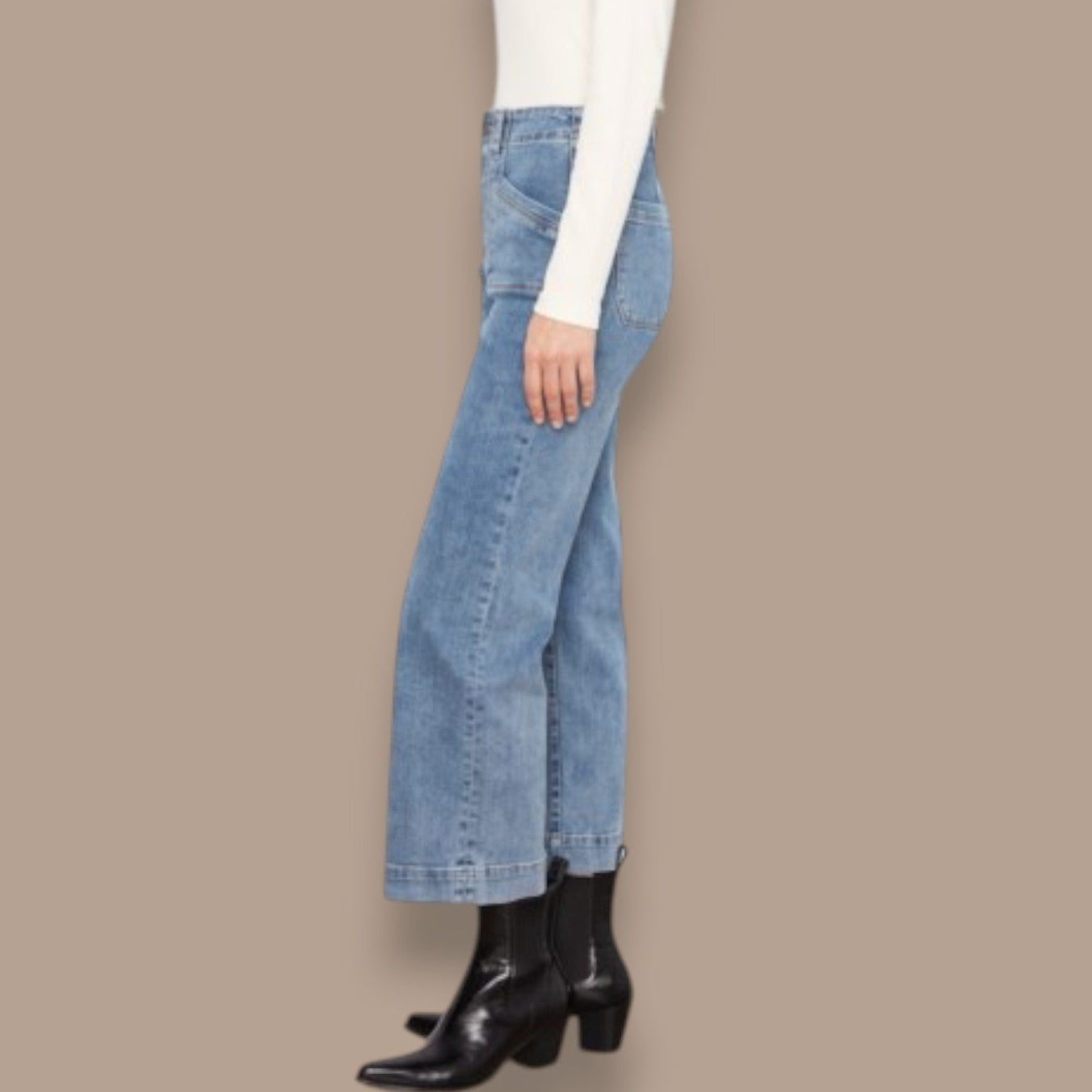 Charlie B - Cropped Wide Leg Denim Jeans