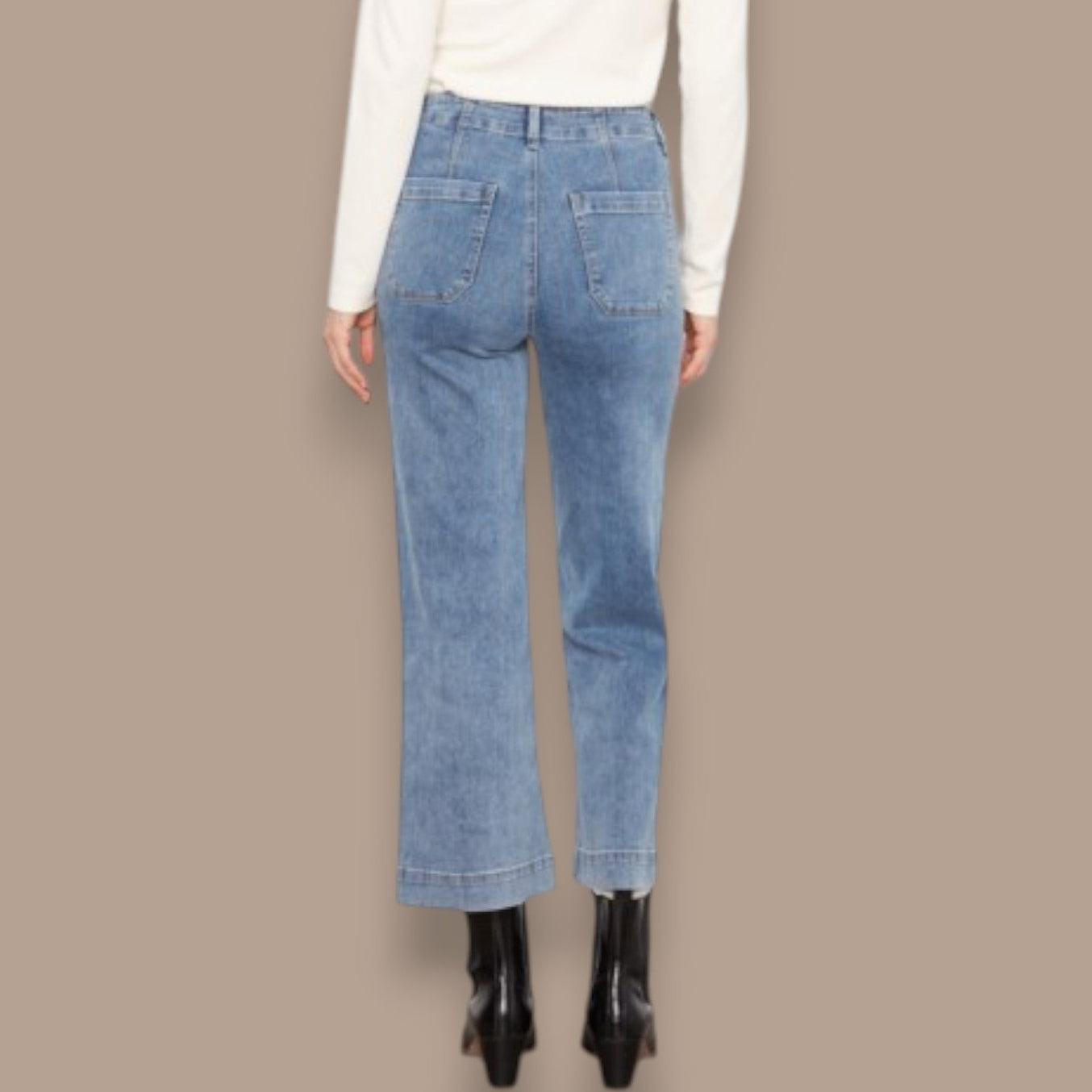 Charlie B - Cropped Wide Leg Denim Jeans