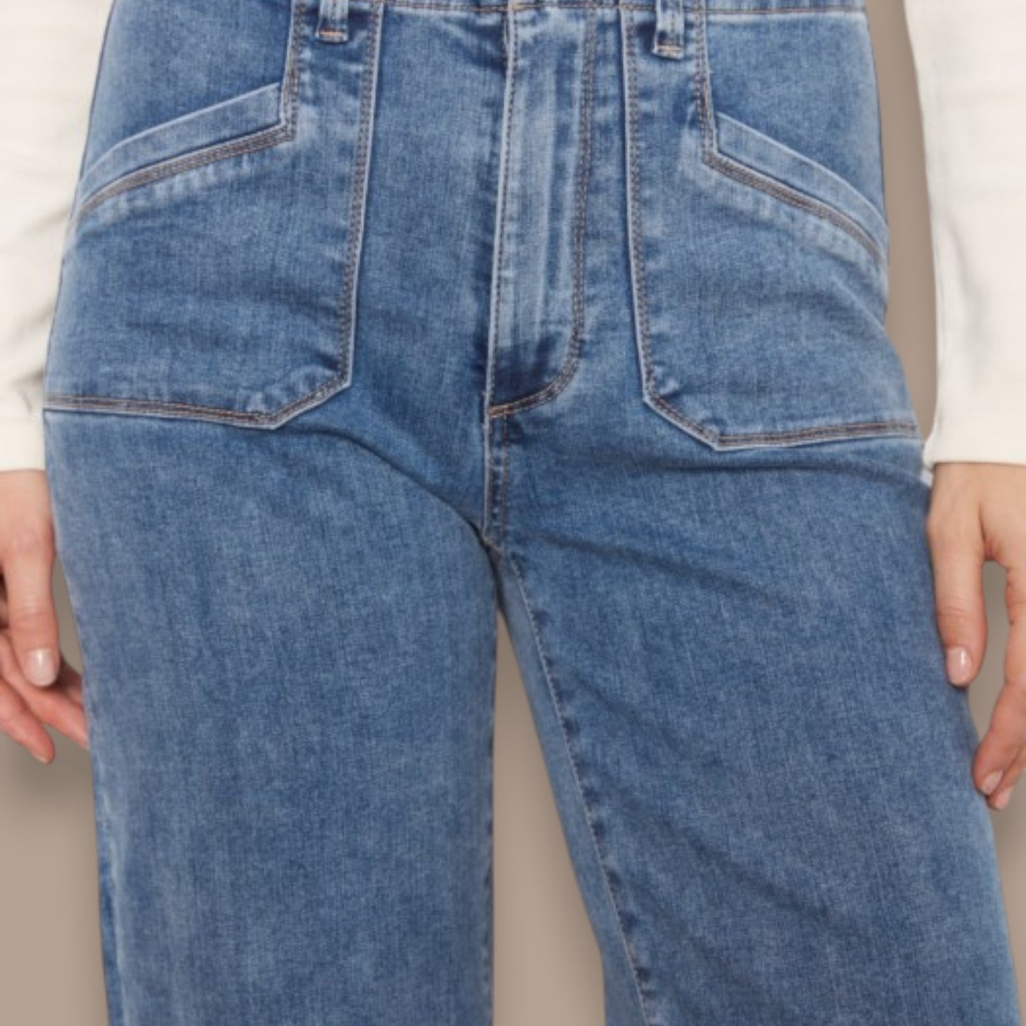 Charlie B - Cropped Wide Leg Denim Jeans