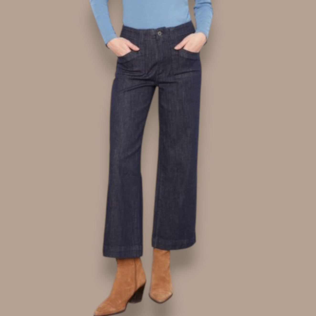 Charlie B - Cropped Wide Leg Denim Jeans