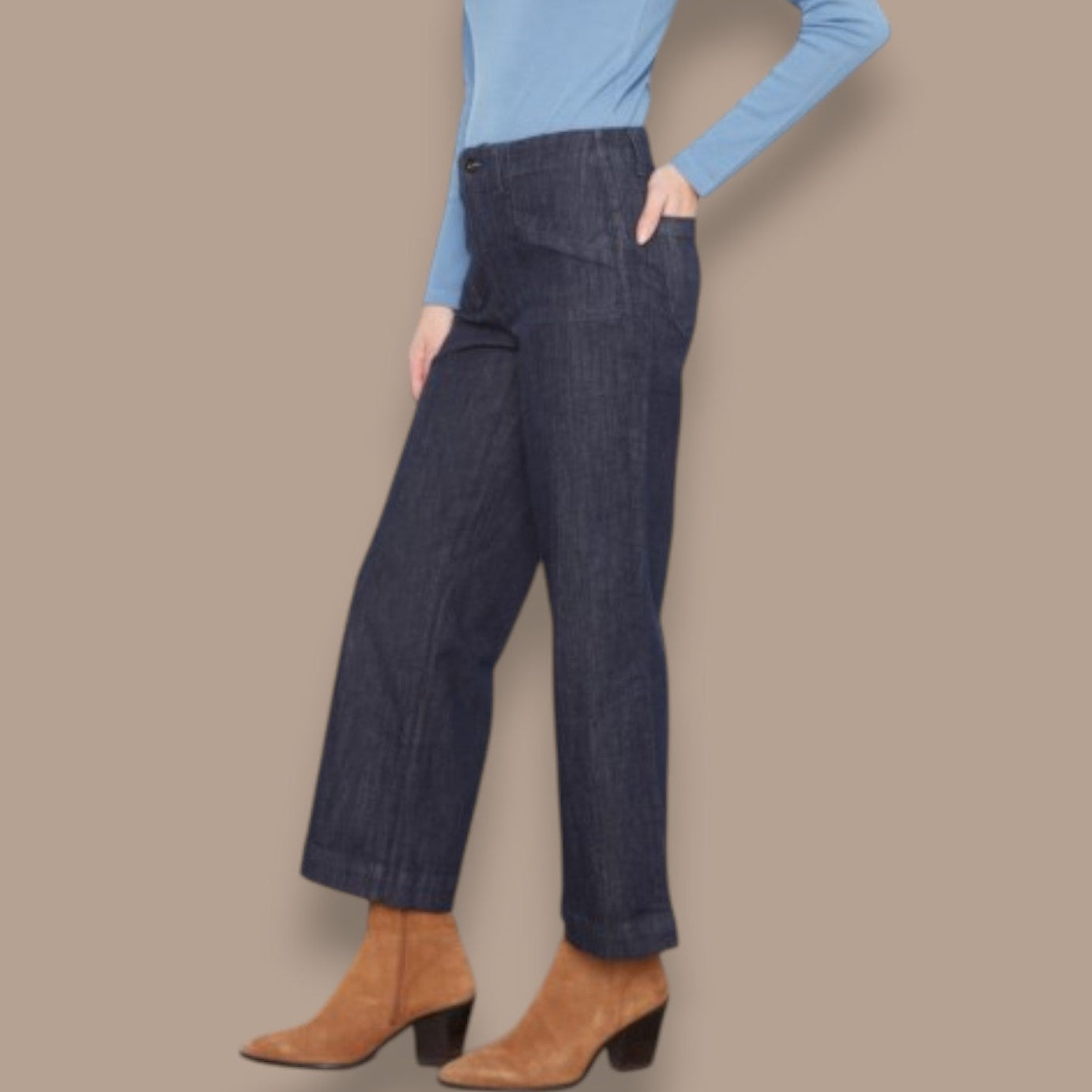 Charlie B - Cropped Wide Leg Denim Jeans